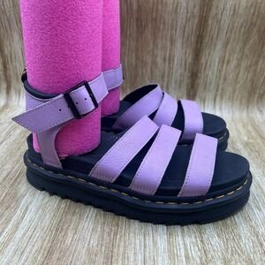 Dr. Martens Blaire‎ Women's Size 8 Lavender Leather Platform Sandals Shoes